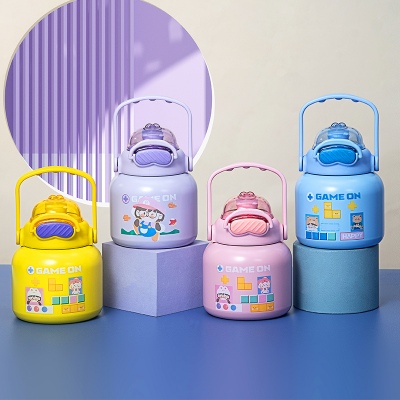 720ML电玩系列大肚保温杯304不锈钢大容量吸管水杯