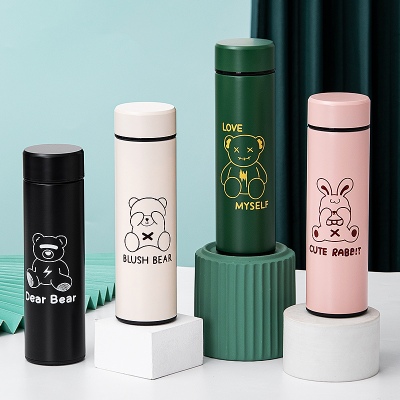 460ML简约酷酷保温杯304不锈钢带茶隔男女士直饮水杯