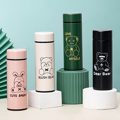 350ML简约酷酷保温杯304不锈钢带茶隔男女士直饮水杯