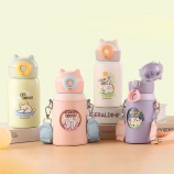 500ML猫屋日常保温杯304不锈钢高颜值锁扣弹盖吸管杯