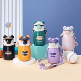 450ML普通盖帽帽熊弹盖吸管保温杯304不锈钢可爱水杯