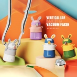 500ML卡通竖耳兔保温杯316不锈钢高颜值可爱吸管杯