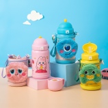 450ML卡通小怪兽帽子儿童保温杯316不锈钢可爱吸管杯