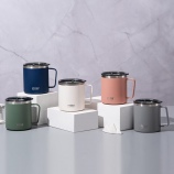 400ML简约纯色保温杯10#咖啡杯带手柄男女士商务水杯子