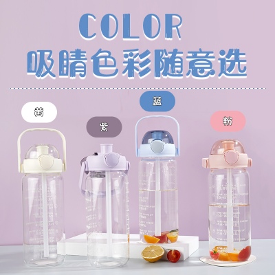 1000ML喝水目标提手玻璃杯