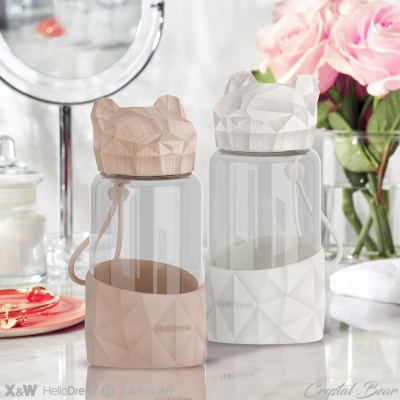 340ML水晶熊玻璃杯-木纹系列