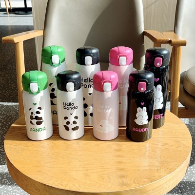 500ML萌熊实色直饮熊猫保温杯
