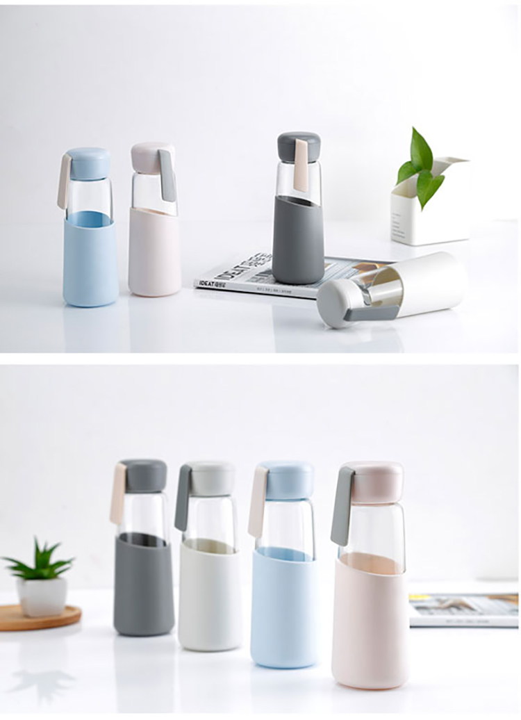 400ML艾利森玻璃杯硅胶套防烫男女学生便携杯子