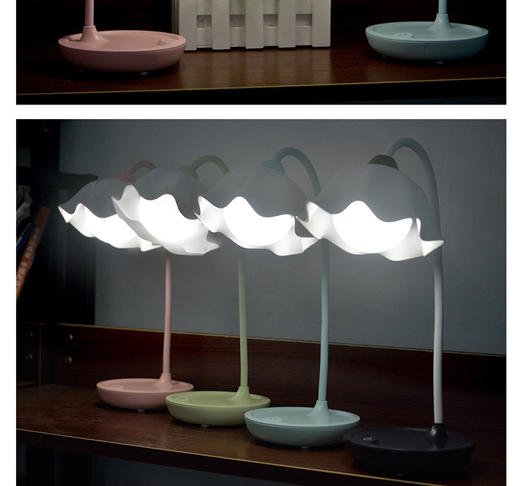 587创意花朵触摸感台灯USB充电可弯曲阅读灯