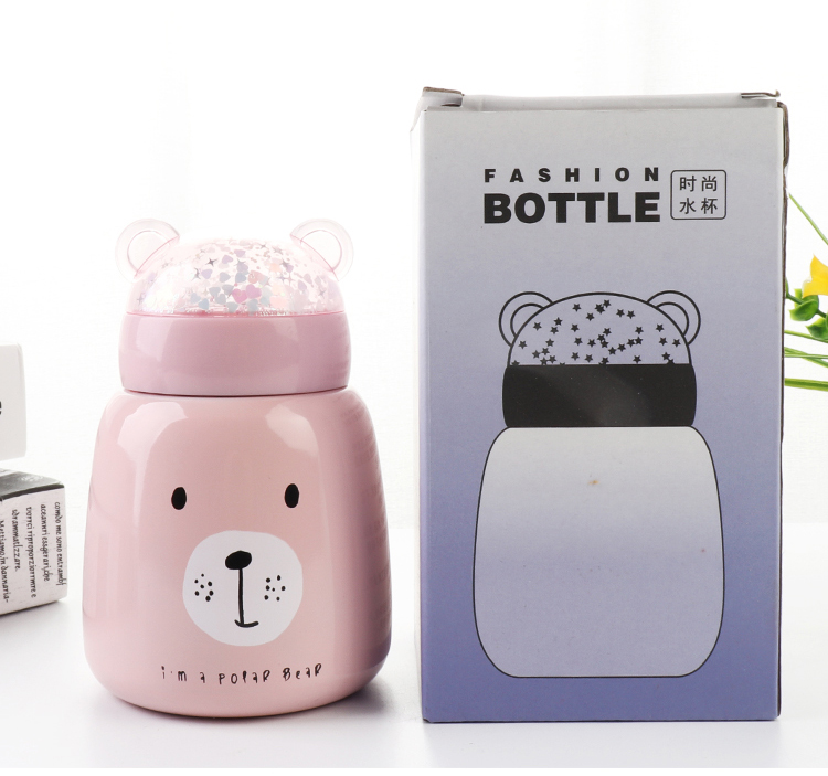 300ML Korean version of the cartoon sequin bear mug cute small fresh portable mini belly cup