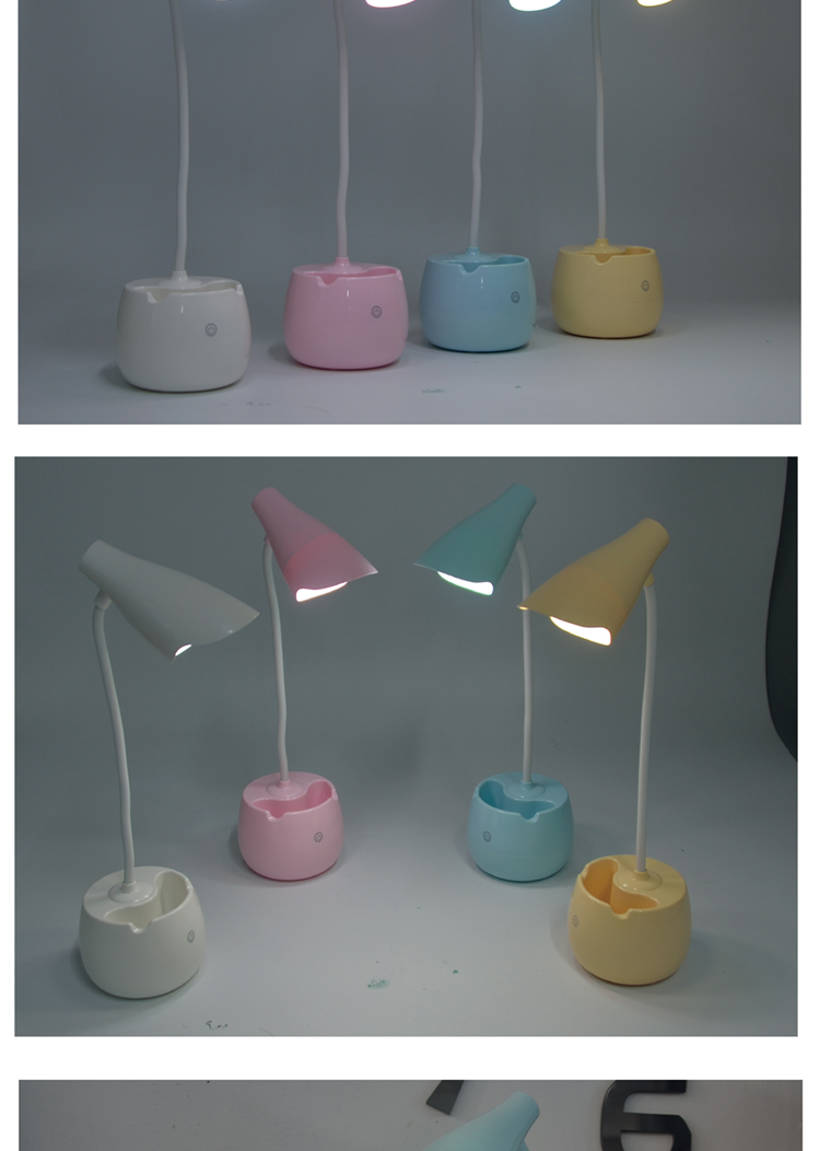 1016触摸感台灯创意手机支架收纳盒三档调节读书灯