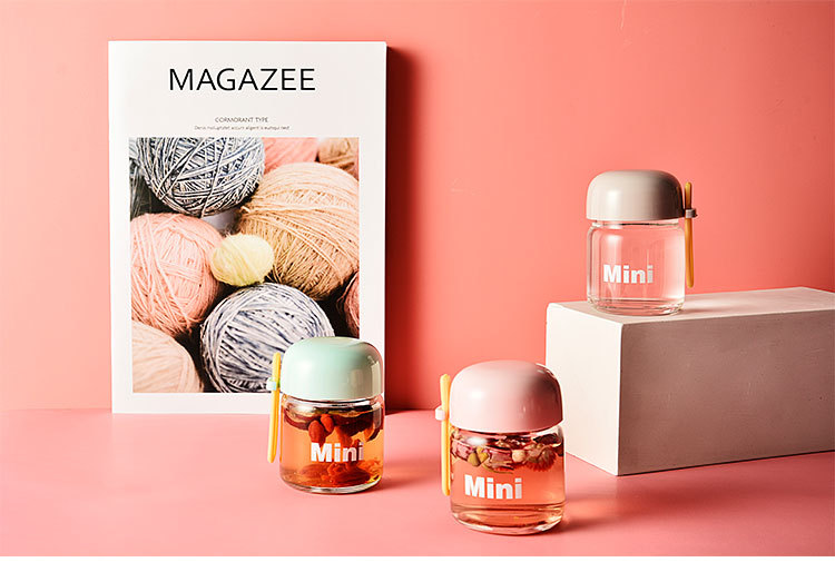 150ML Mini提手便携玻璃杯清新可爱透明单层网红杯