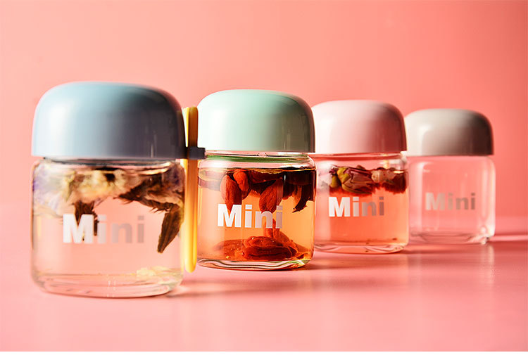 150ML Mini提手便携玻璃杯清新可爱透明单层网红杯
