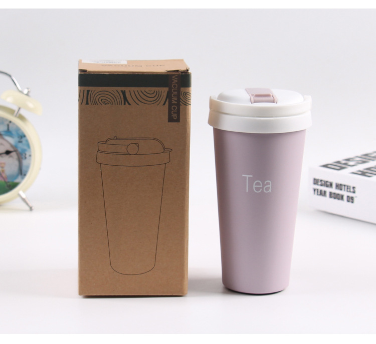 500ML创意吸管咖啡杯304不锈钢便携手提保温杯