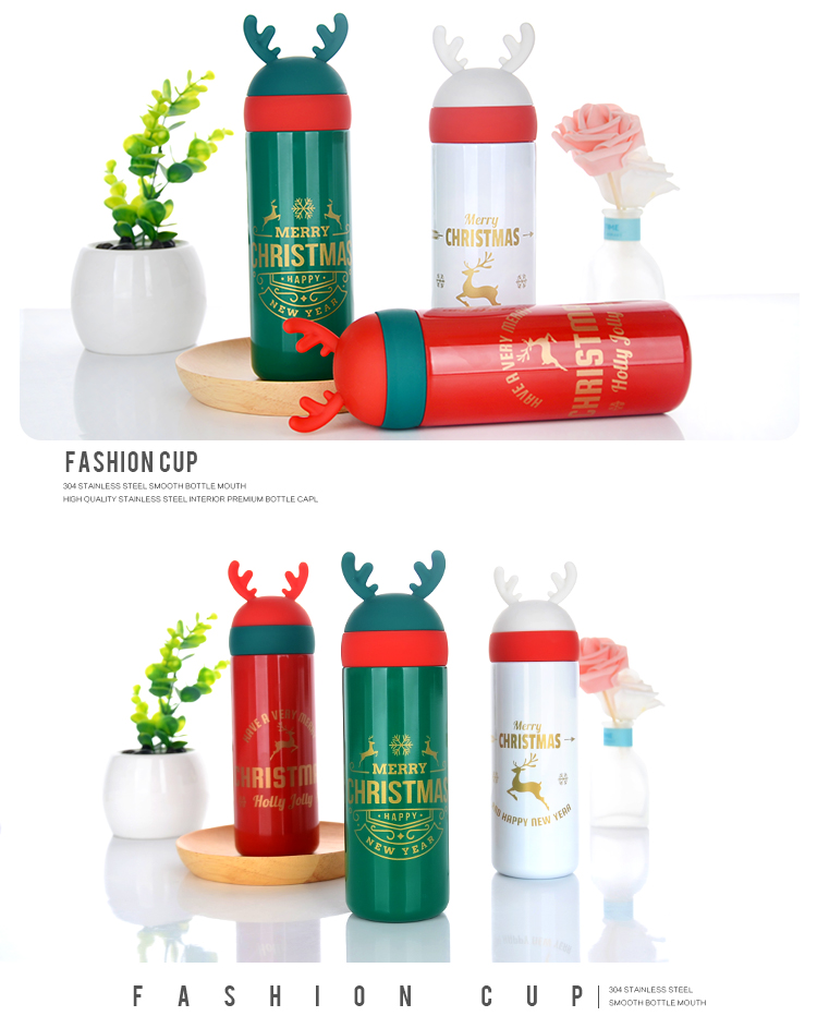 330ML高款萌趣麋鹿保温杯圣诞节广告促销礼品杯子