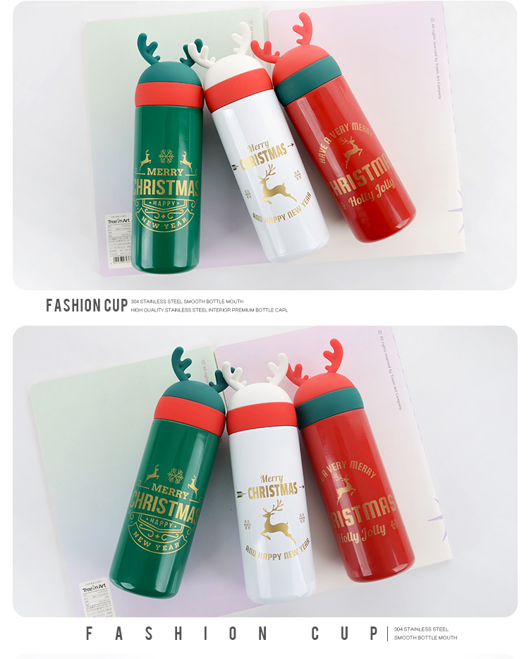 330ML高款萌趣麋鹿保温杯圣诞节广告促销礼品杯子