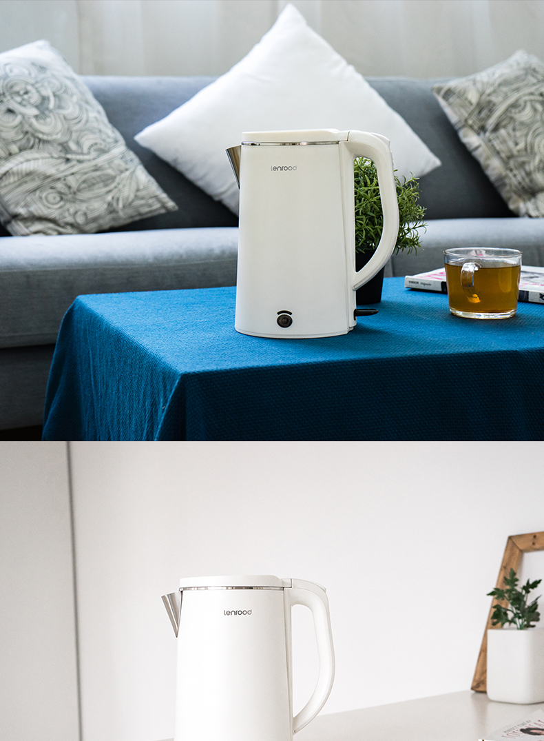 1.8L电水壶电热水壶304不锈钢热水壶厨房白色壶开水壶