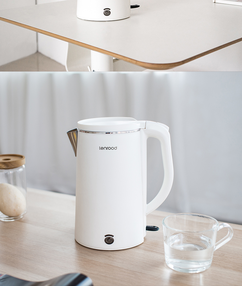 1.8L电水壶电热水壶304不锈钢热水壶厨房白色壶开水壶