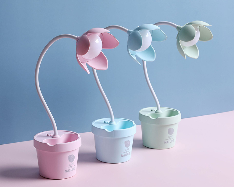 花朵笔筒台灯学生宿舍护眼学习两用创意个性