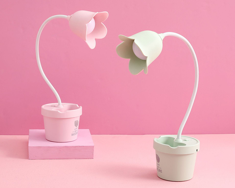 花朵笔筒台灯学生宿舍护眼学习两用创意个性
