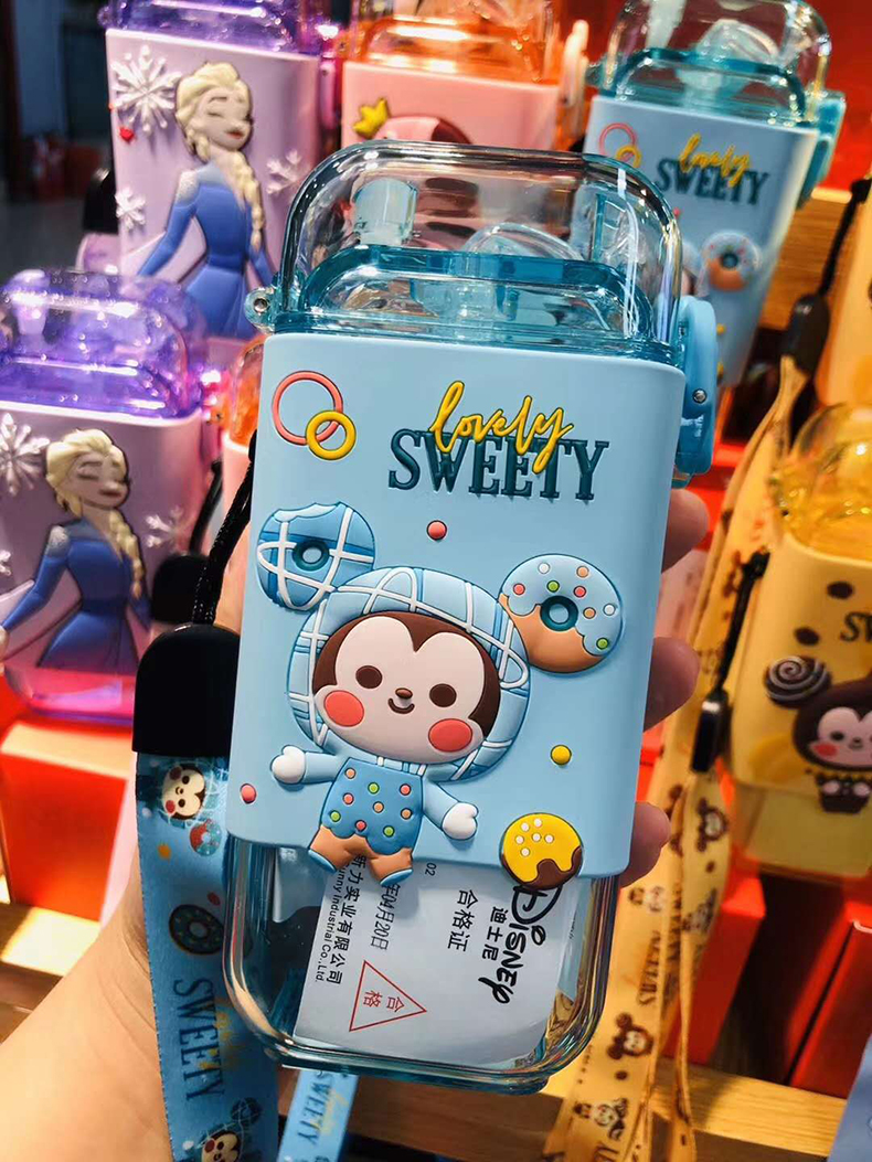 280ml甜甜圈方形随手杯创意个性卡通可爱背带水杯