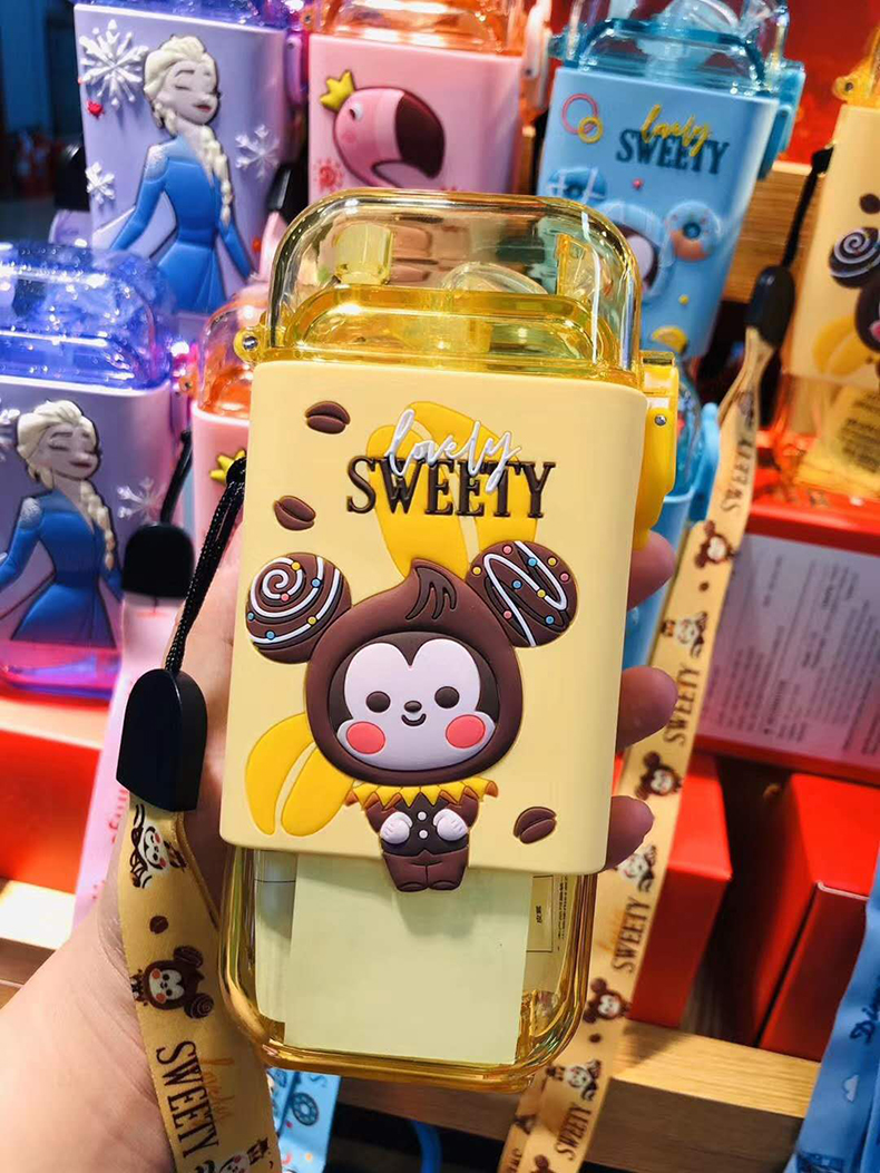 280ml甜甜圈方形随手杯创意个性卡通可爱背带水杯