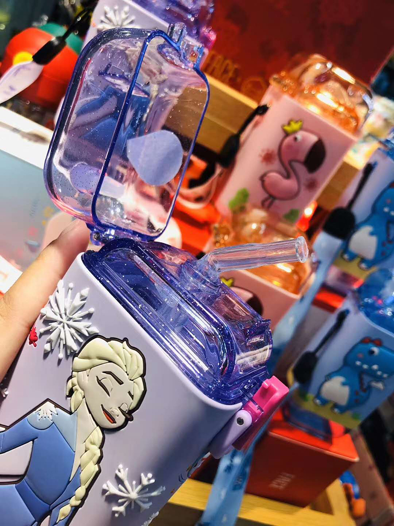 280ml甜甜圈方形随手杯创意个性卡通可爱背带水杯