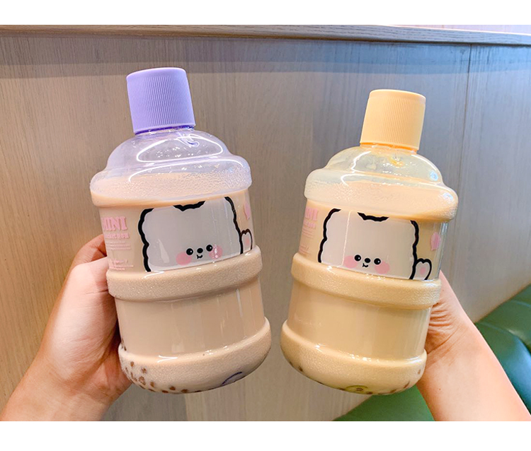 630ML卡通可爱熊迷你桶塑料杯创意个性学生情侣杯子