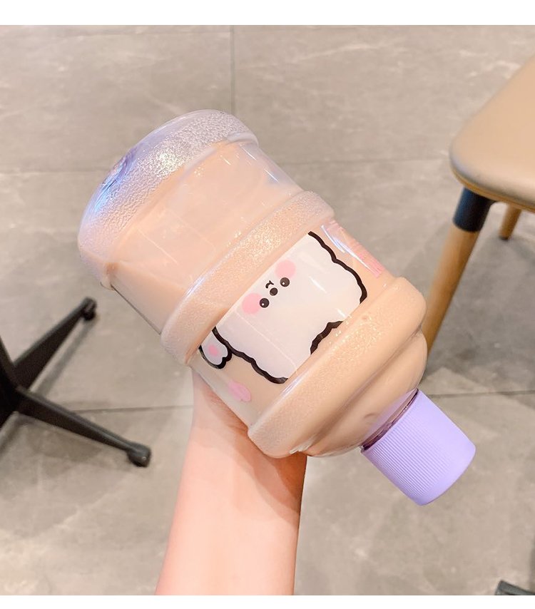 630ML卡通可爱熊迷你桶塑料杯创意个性学生情侣杯子