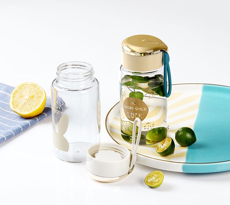 300ML可爱卡通玻璃杯学生情侣单层透明简约便携随手杯