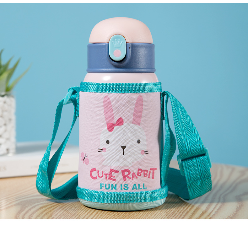 400ml卡通mini单盖儿童壶304不锈钢宝宝吸管水杯