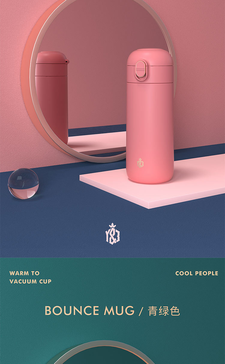 360ML纯色316不锈钢经典弹跳保温杯便携式情侣水杯