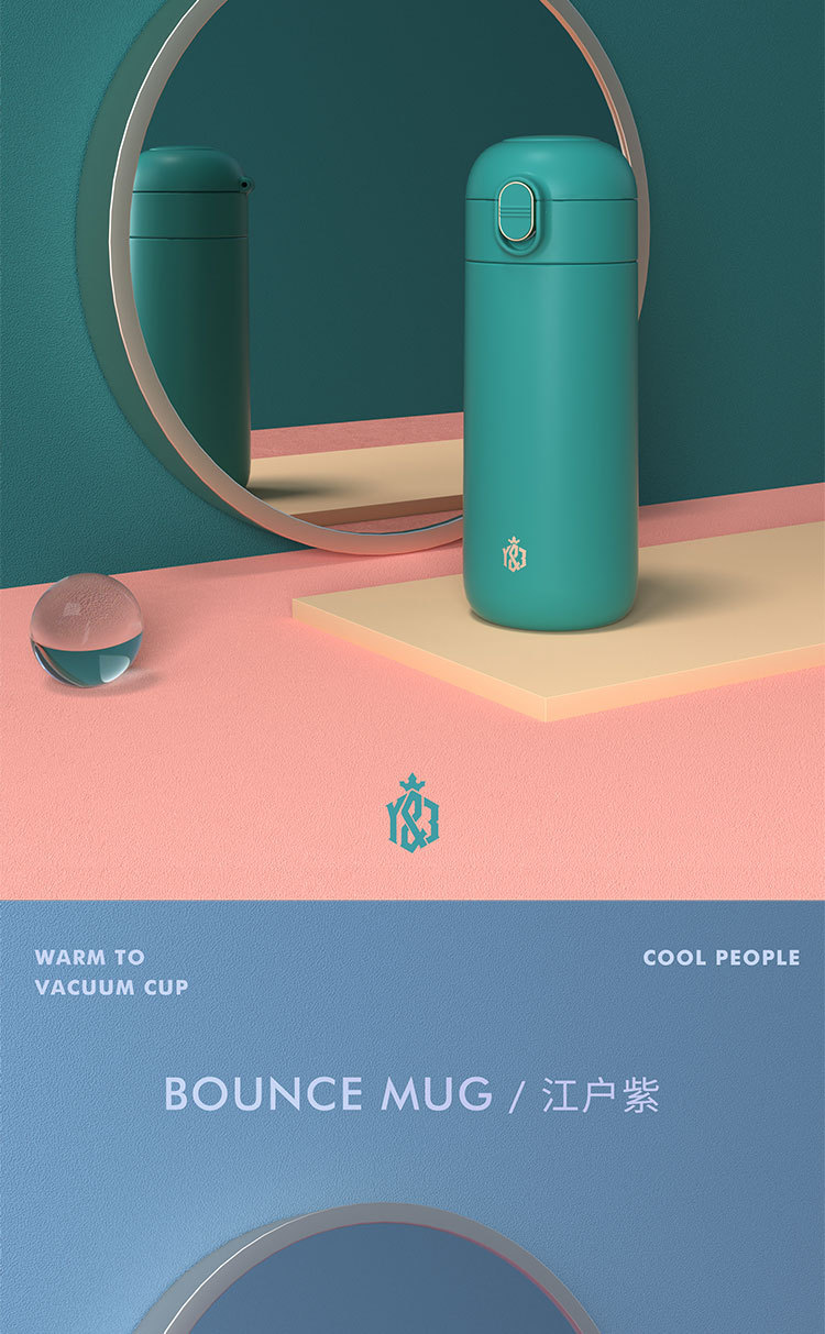 360ML纯色316不锈钢经典弹跳保温杯便携式情侣水杯