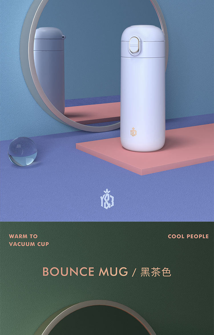 360ML纯色316不锈钢经典弹跳保温杯便携式情侣水杯