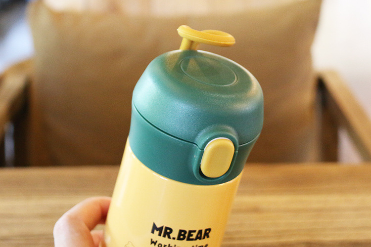 380ML悦酷弹盖萌熊保温杯学生可爱带提绳水杯随手杯