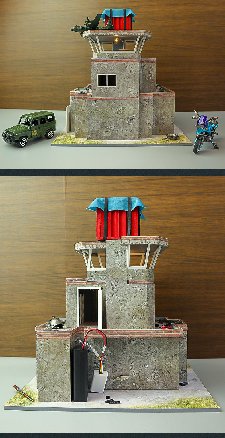 JD系列-卫星楼diy小屋绝地求生建筑模型手工制作房子