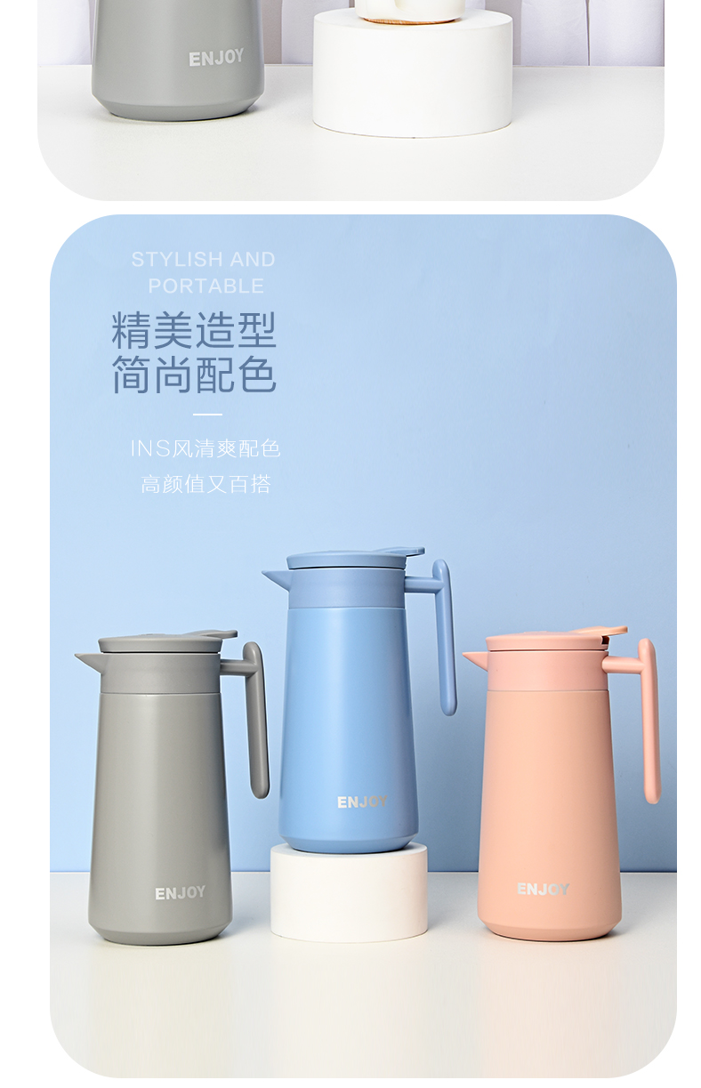 800ML咖啡壶304不锈钢真空保温家用小型带手柄水壶