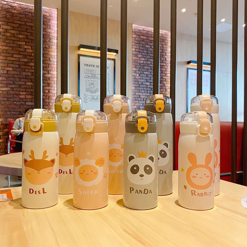 350ml日萌系列萌熊弹盖吸管保温杯时尚礼品定制水杯