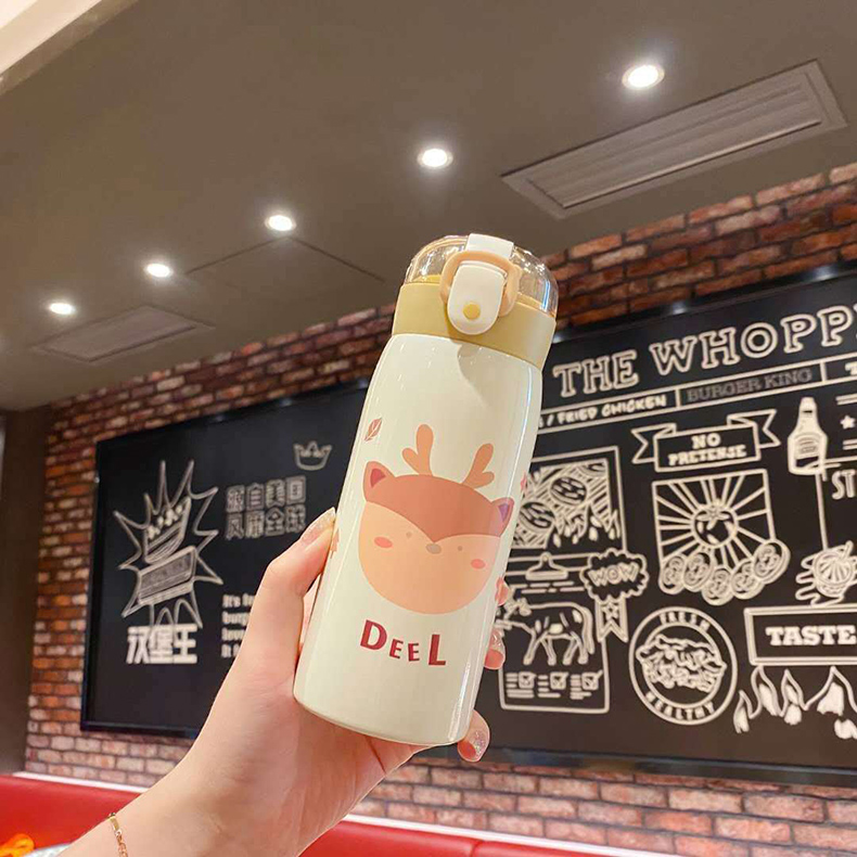 350ml日萌系列萌熊弹盖吸管保温杯时尚礼品定制水杯