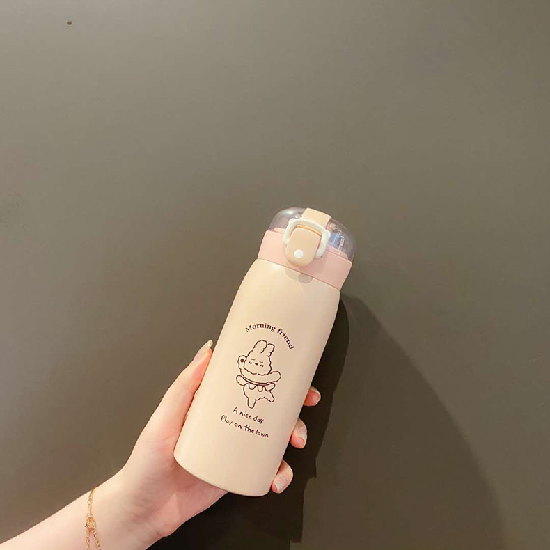 500ML卡通线条系列萌熊弹盖保温杯创意礼品便携杯子