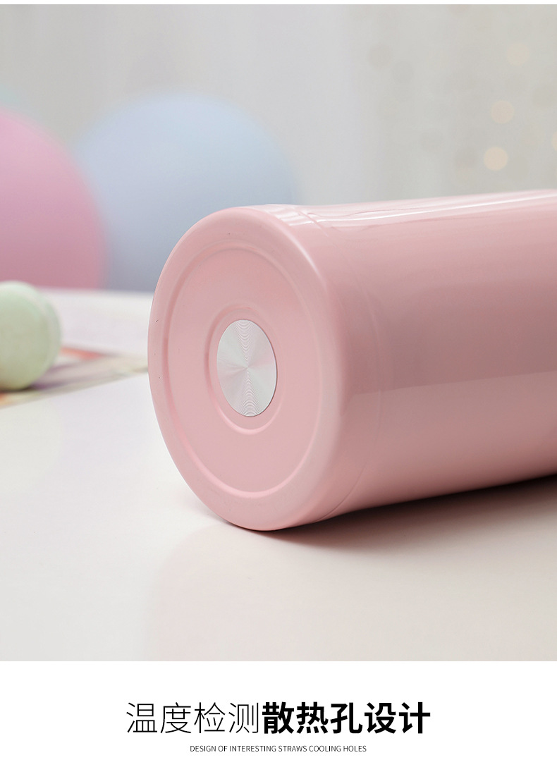 600M卡通动物显温儿童壶316不锈钢水杯吸管保温杯