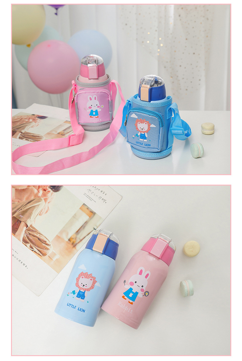 600M卡通动物显温儿童壶316不锈钢水杯吸管保温杯