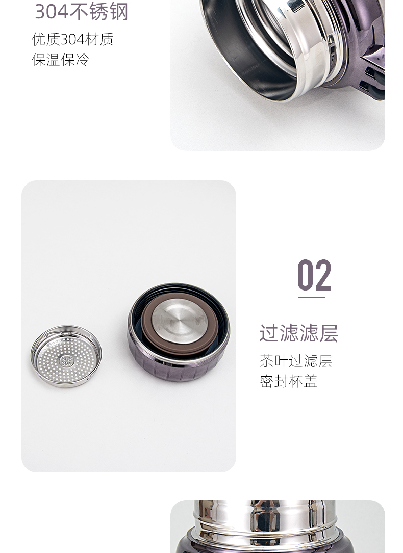 1000ML吊带真空保温杯大容量户外运动旅行便携车载水壶