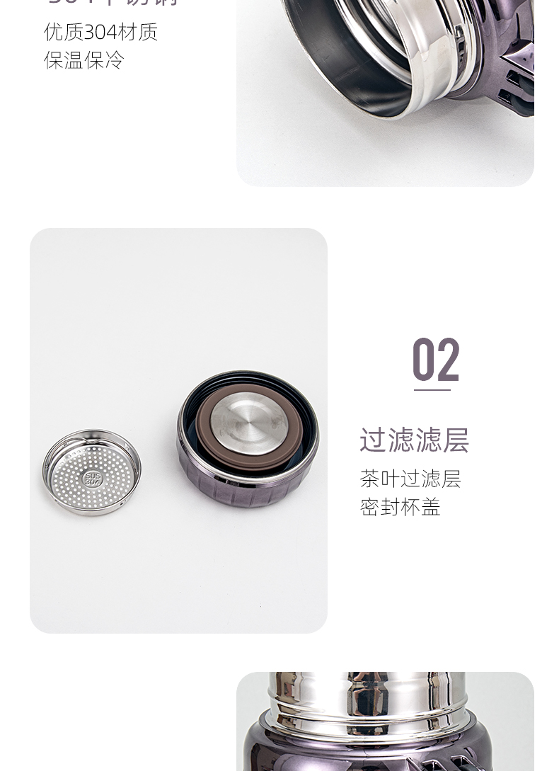 1500ML吊带真空保温杯大容量户外运动旅行便携车载水壶