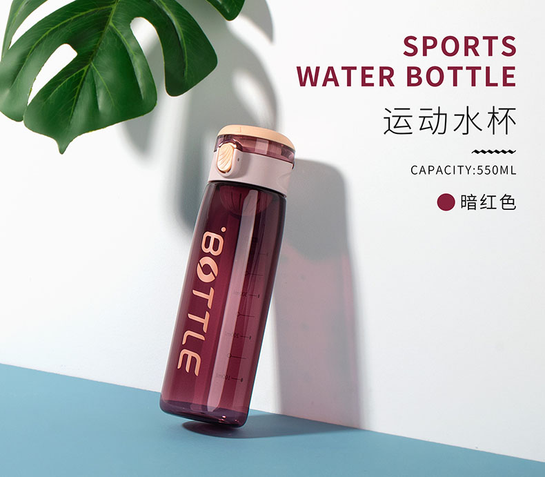 550ML暗黑系辛迪运动塑料杯隐藏式提绳时尚运动杯