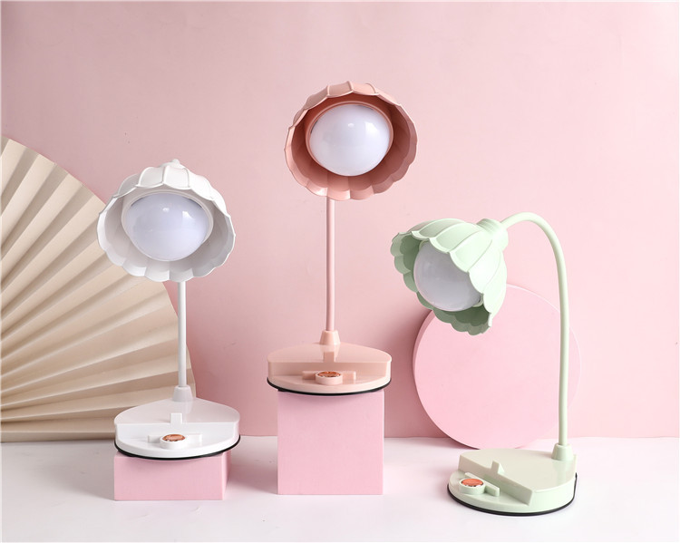 花朵带支架触摸台灯LED护眼台灯USB充电折叠阅读灯