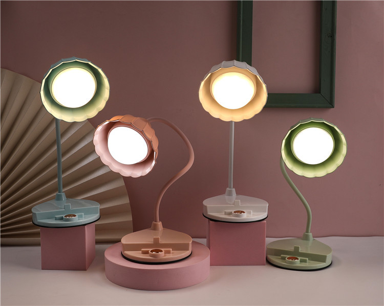 花朵带支架触摸台灯LED护眼台灯USB充电折叠阅读灯