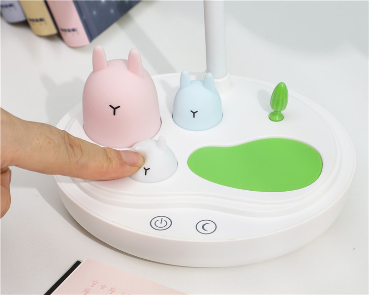 花朵灯头软胶触摸台灯usb充电学生学习LED护眼灯