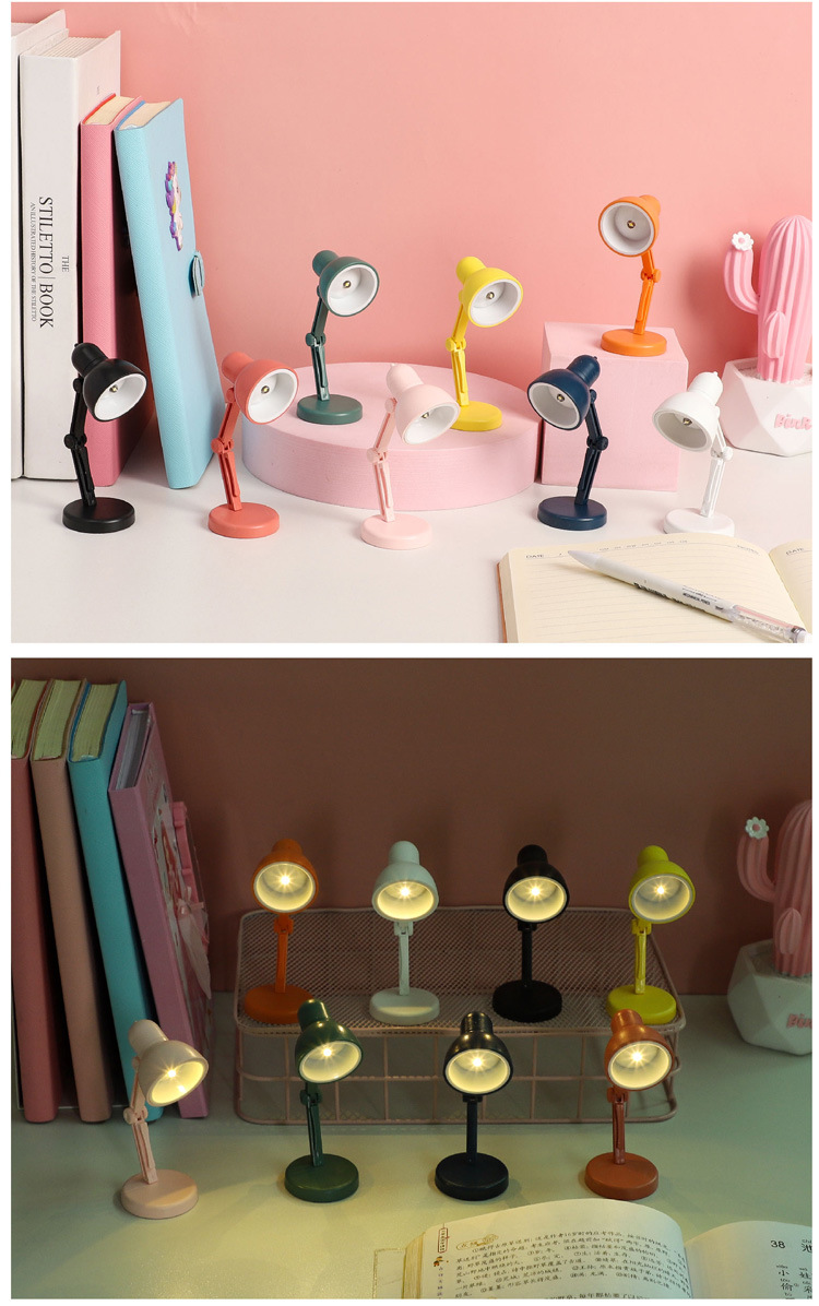 圆形迷你折叠台灯北欧风简约LED小台灯学生护眼阅读灯