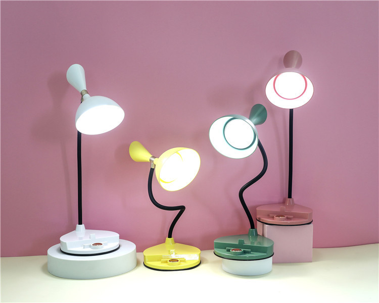 圆形带支架触摸台灯北欧风LED三档调光节能小夜灯